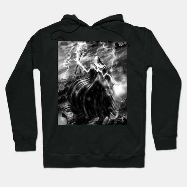 The Conjuring in Greyscale Hoodie by AndyJamesMcCann